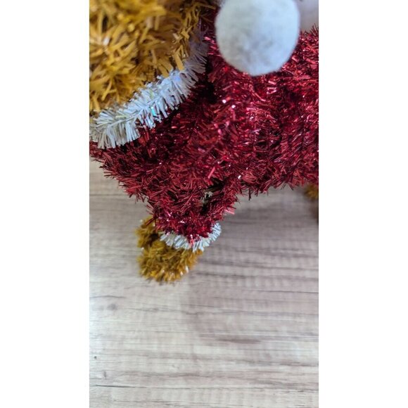 Festive Tinsel Dog With Santa Outfit Christmas Decoration - Picture 7 of 11